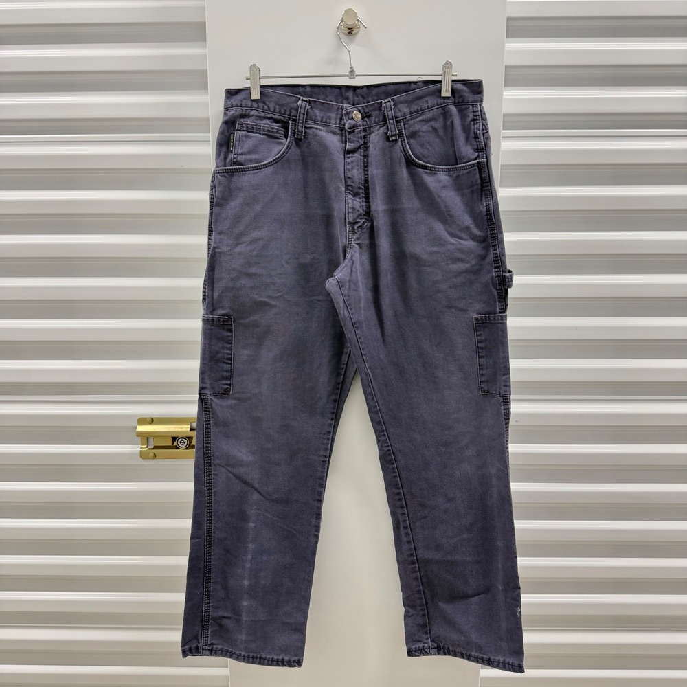 Bulwark FR Flame Resistant Carpenter Work Pants Mens 34x32 Faded Navy Blue Canva